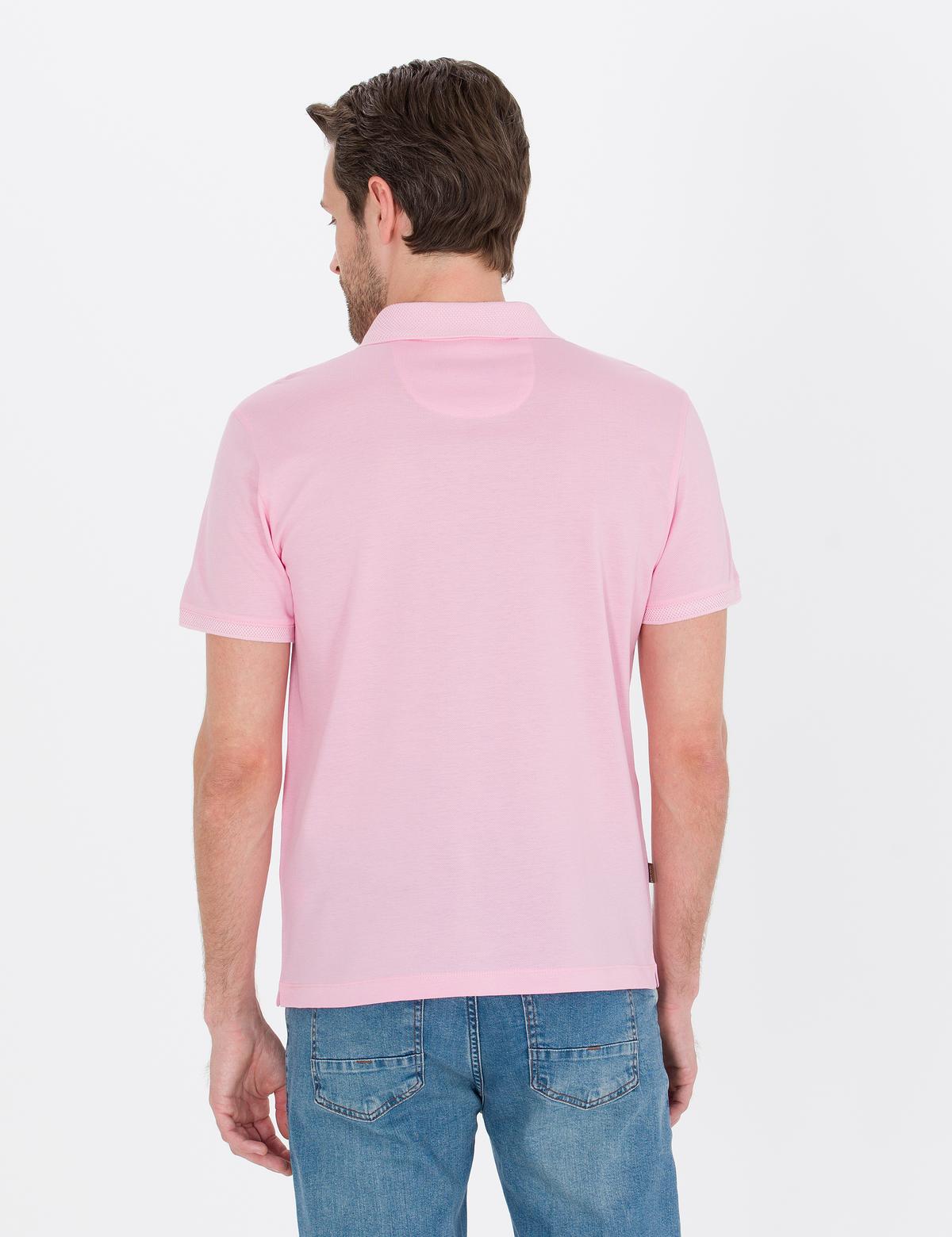 Pembe Slim Fit Polo Yaka Merserize Tişört - 50262665153