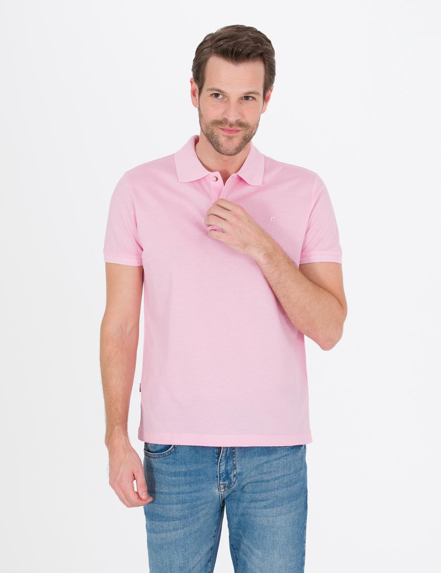 Pembe Slim Fit Polo Yaka Merserize Tişört
