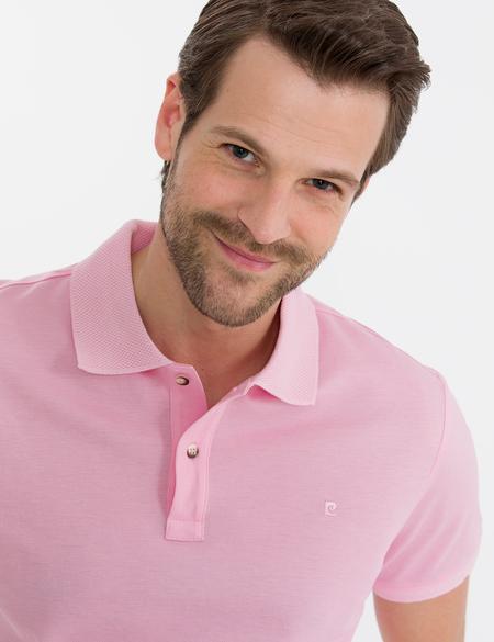 Pembe Slim Fit Polo Yaka Merserize Tişört - 50262665153