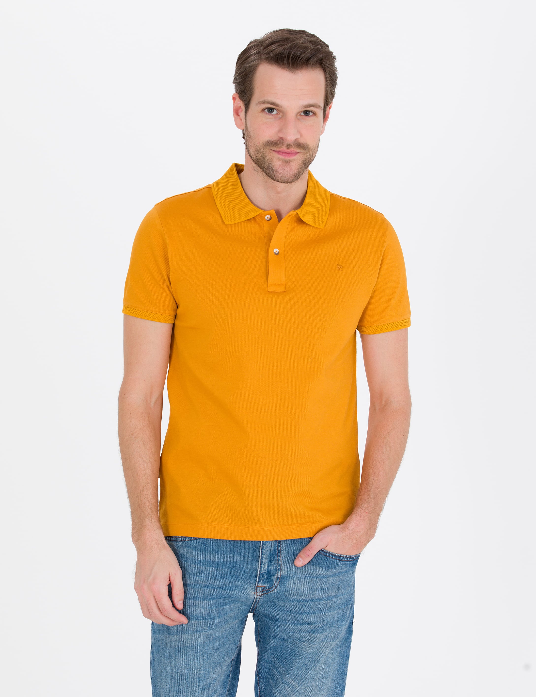 Pierre Cardin Safran Slim Fit %100 Pamuk Düğmeli Polo Yaka Merserize Basic Tişört görsel 2