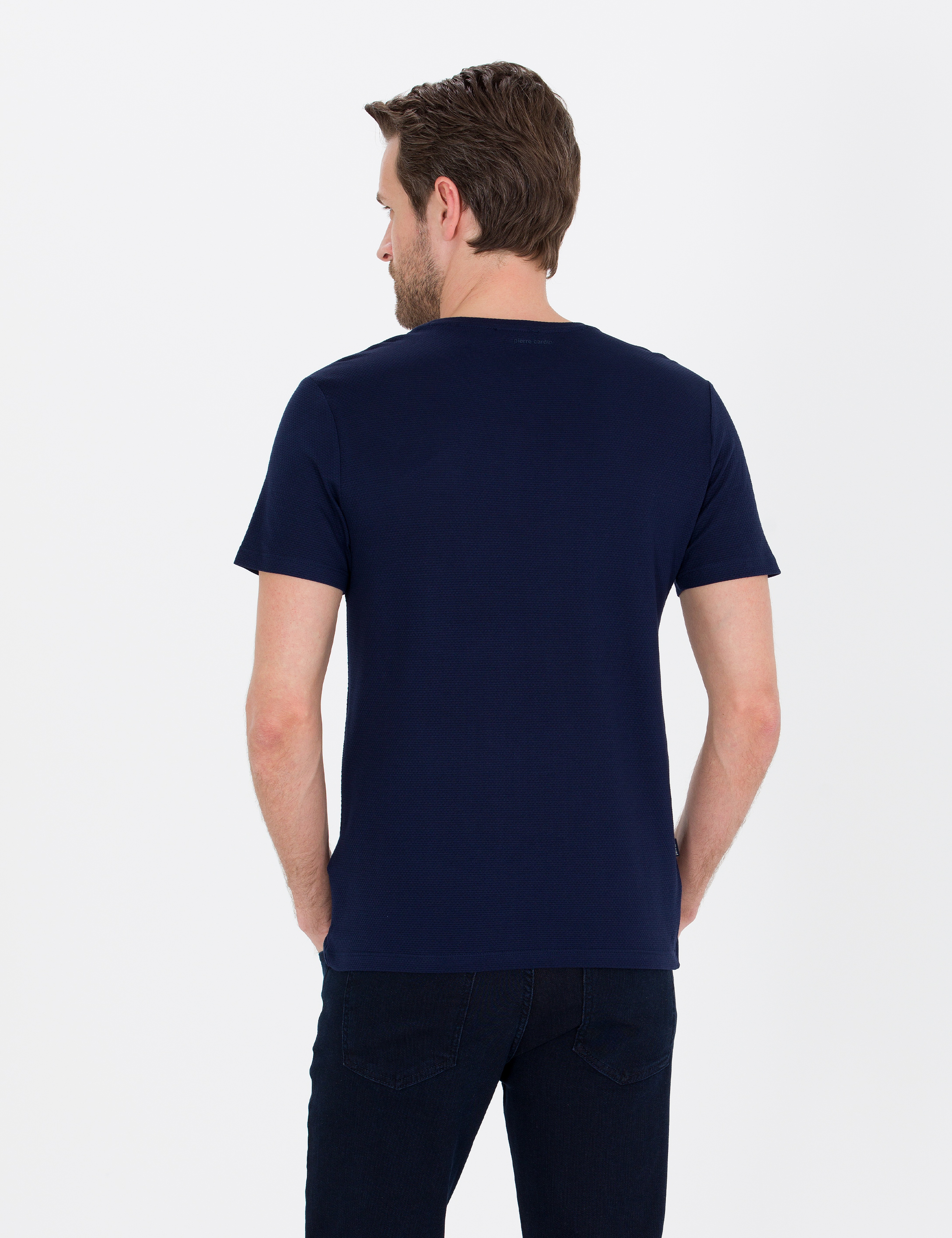 Lacivert Slim Fit Bisiklet Yaka Basic Tişört