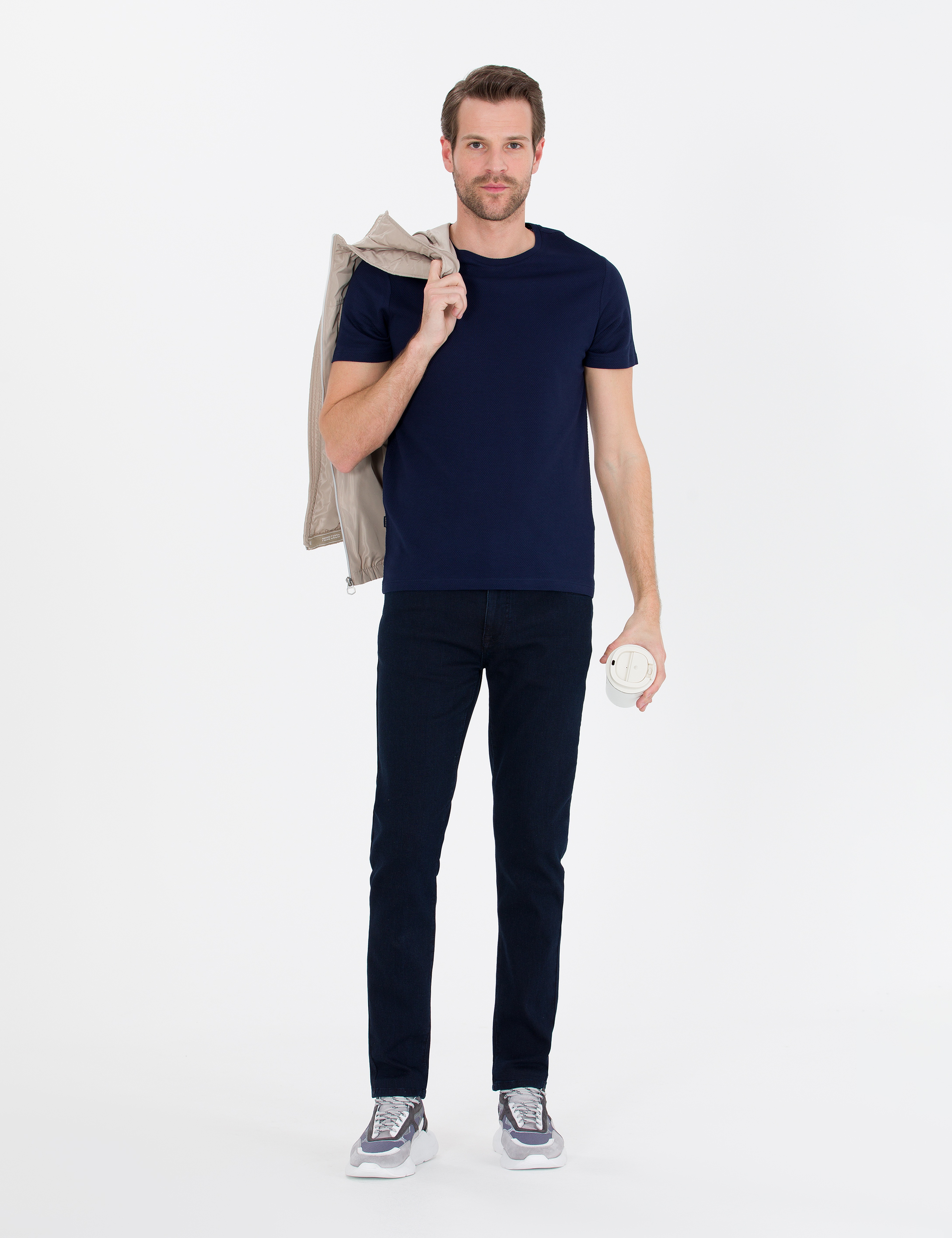 Lacivert Slim Fit Bisiklet Yaka Basic Tişört