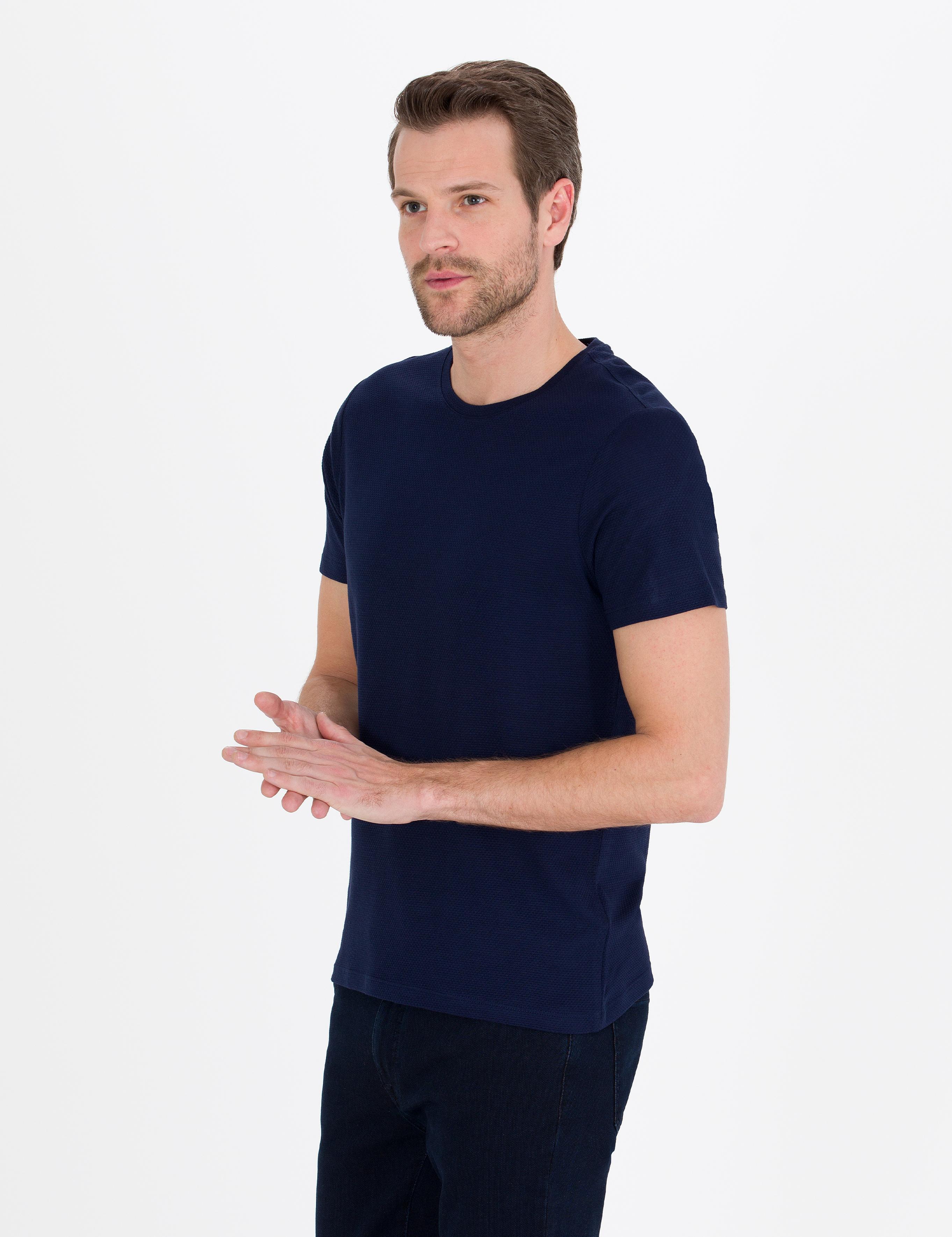 Lacivert Slim Fit Basic Tişört