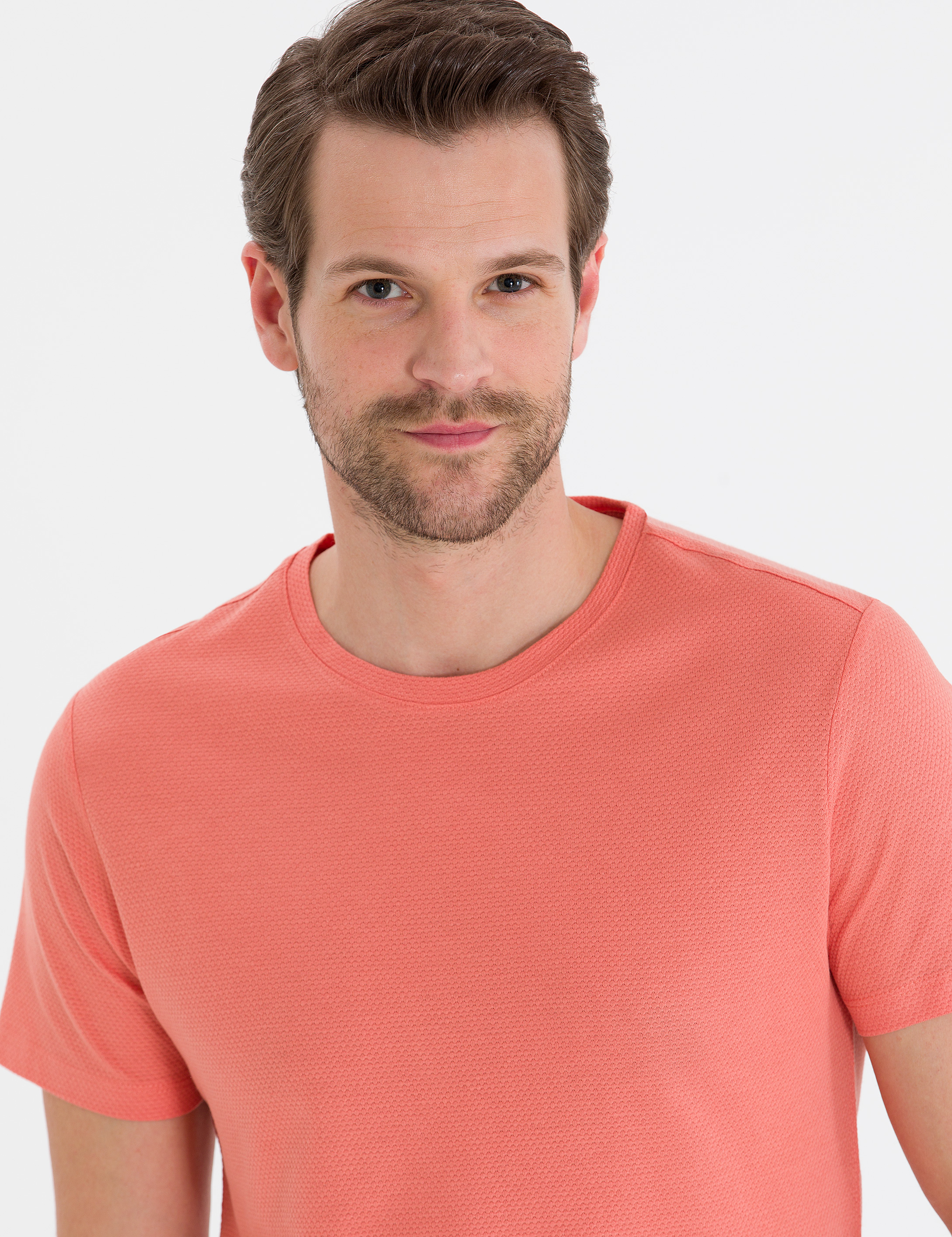 Pierre Cardin Pembe Slim Fit Bisiklet Yaka Basic Tişört görsel 2