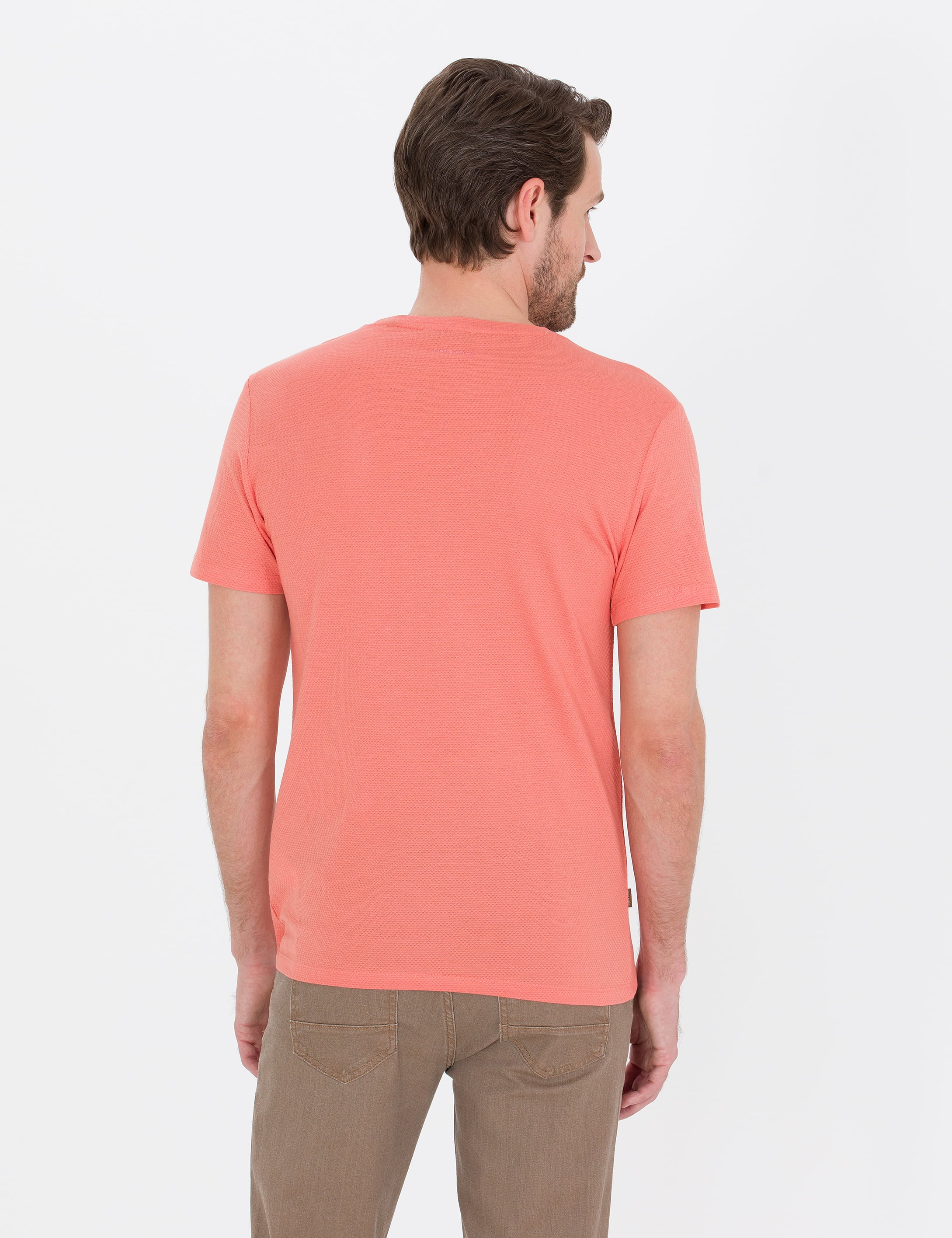 Pembe Slim Fit Basic Tişört - Image 5
