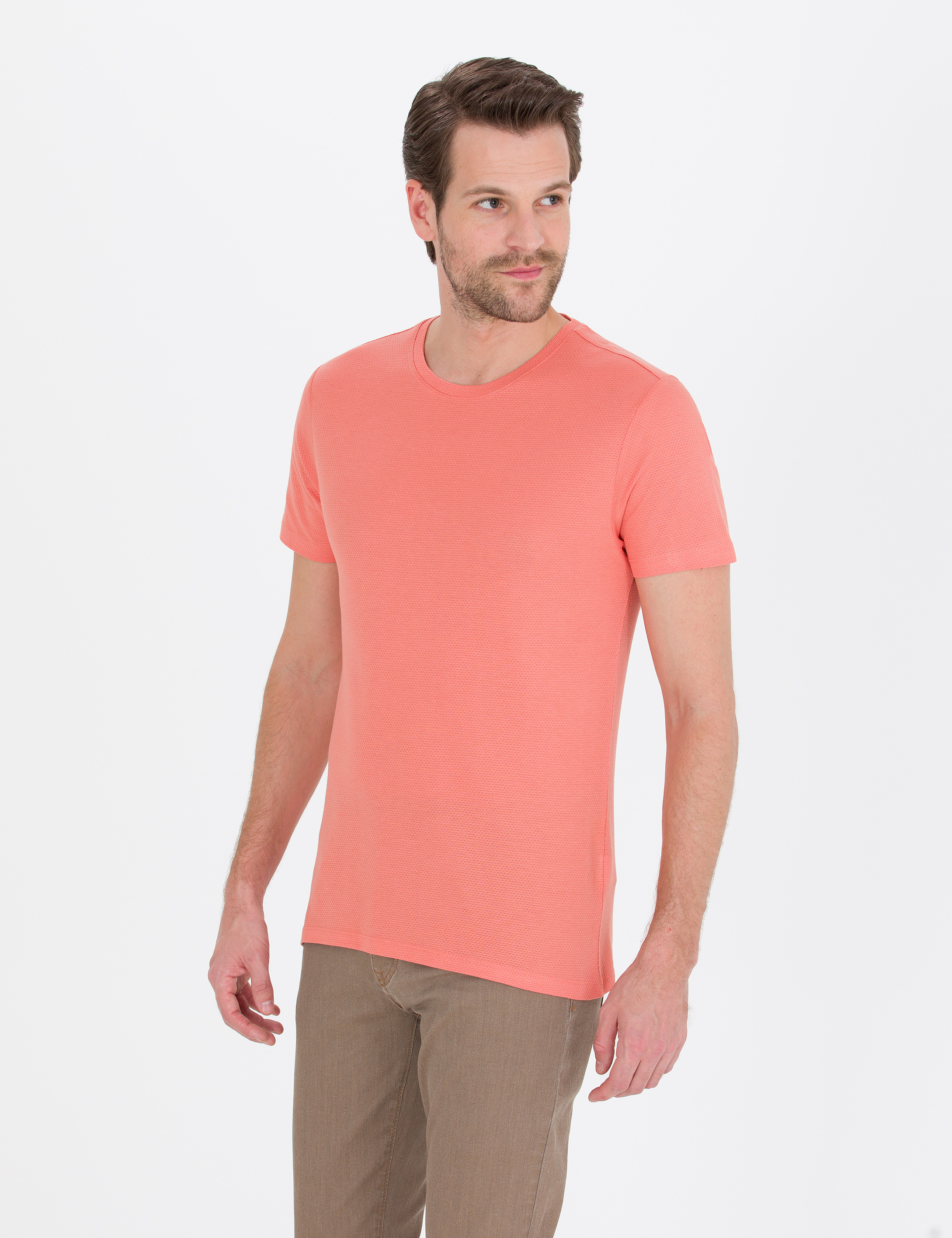 Pierre Cardin Pembe Slim Fit Bisiklet Yaka Basic Tişört görsel 3