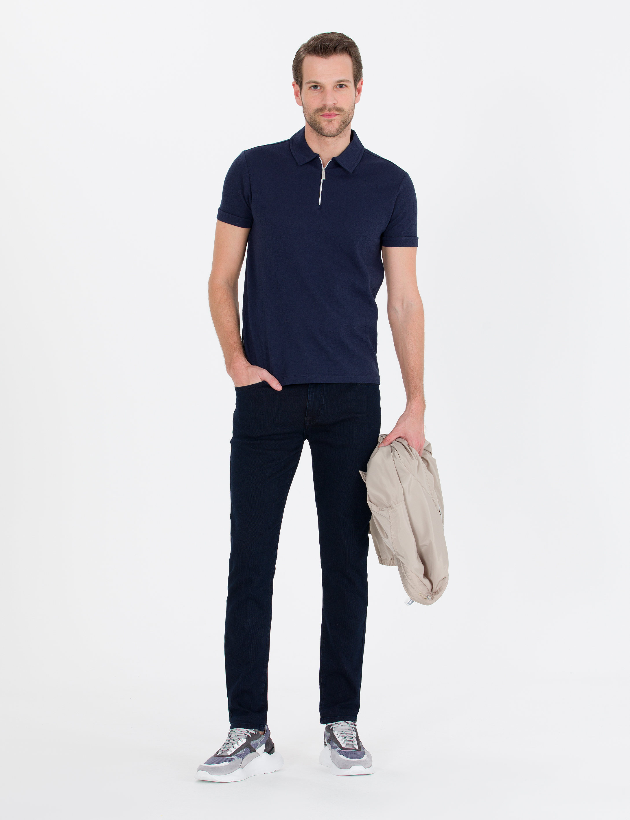 Koyu Lacivert Slim Fit Jean Pantolon - Image 1