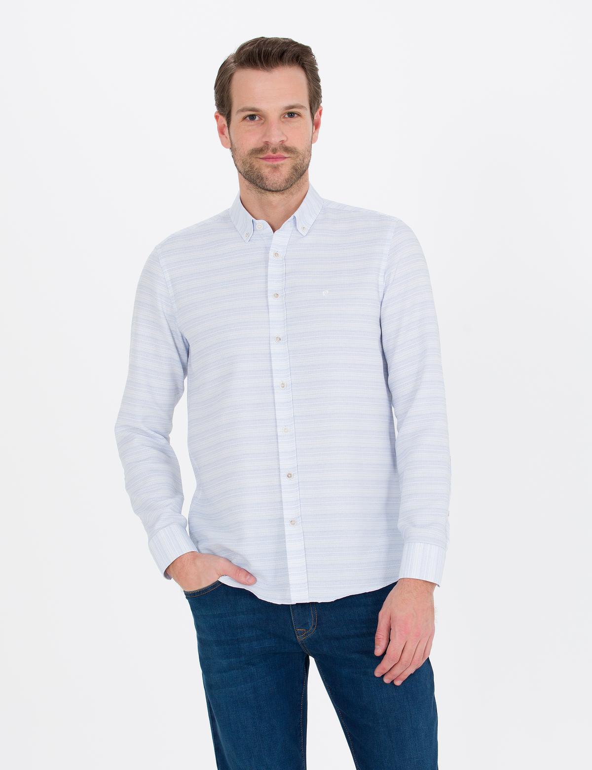 Açık Mavi Slim Fit Uzun Kollu Gömlek - 50267994002