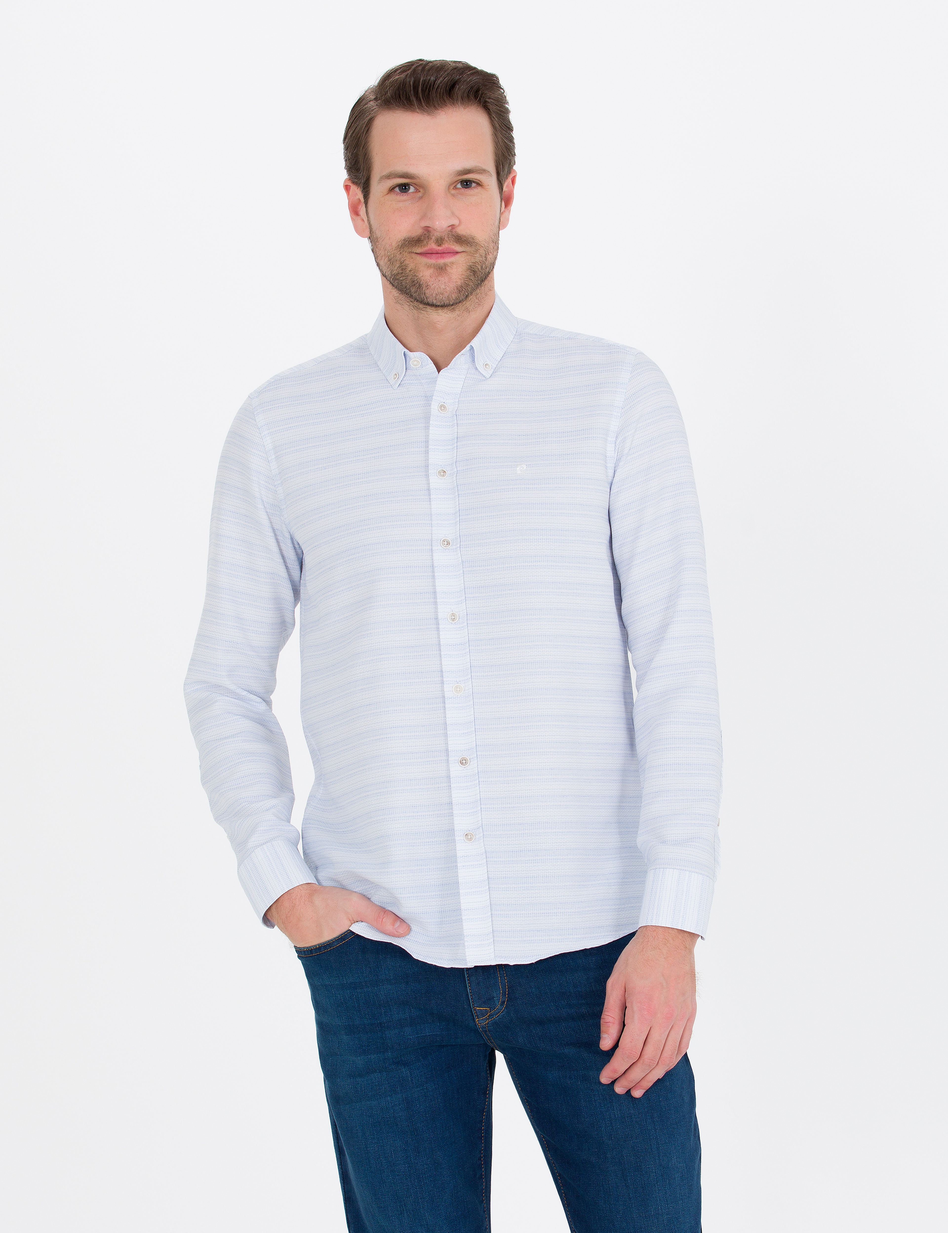 Açık Mavi Slim Fit Uzun Kollu Gömlek