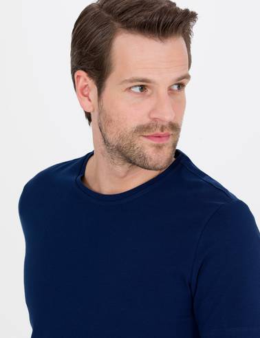 Lacivert Slim Fit Basic Tişört