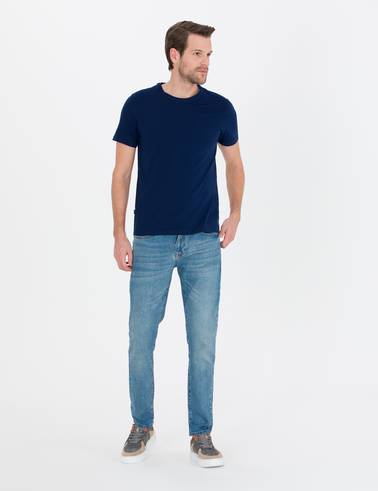 Lacivert Slim Fit Basic Tişört