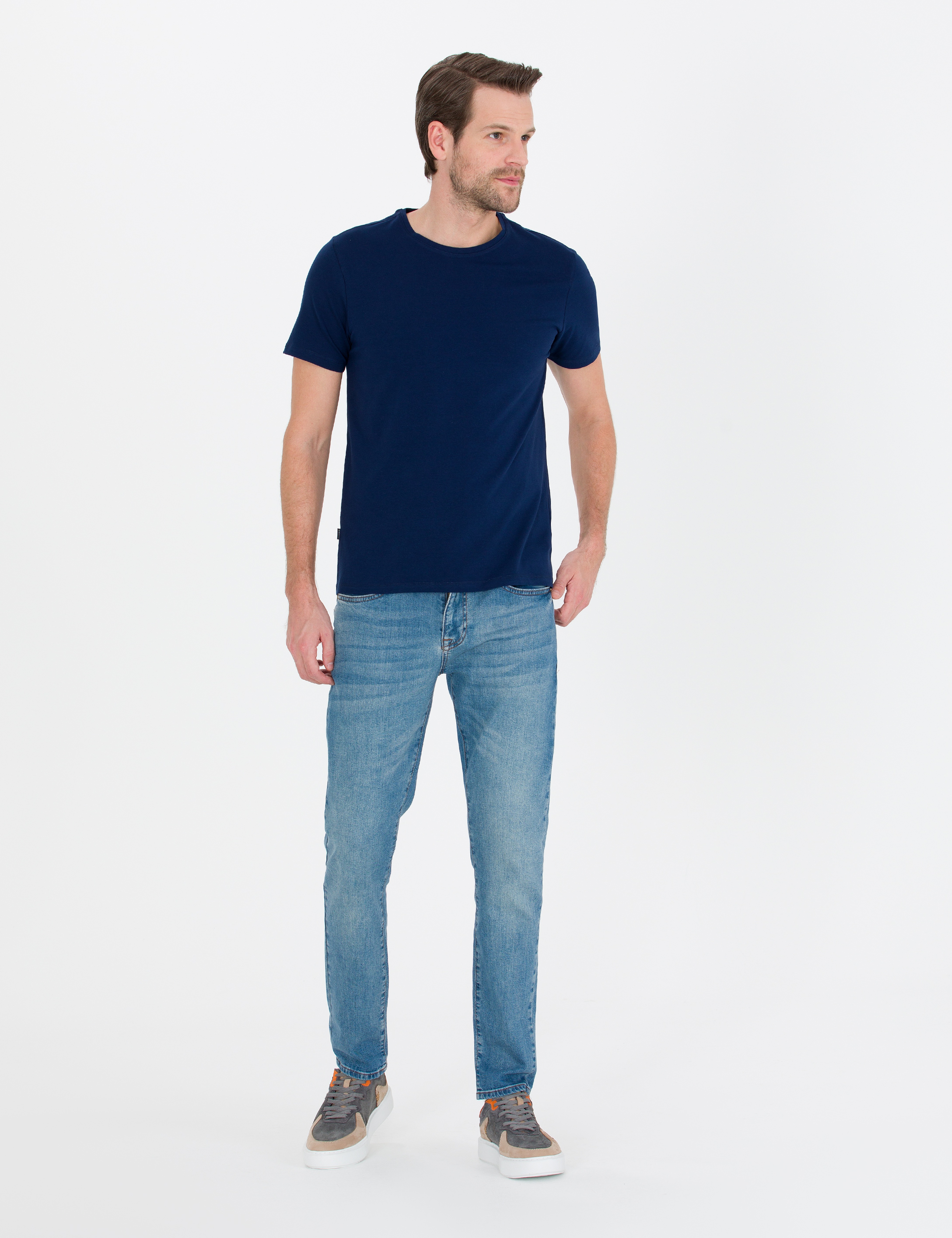 Lacivert Slim Fit Bisiklet Yaka Basic Tişört