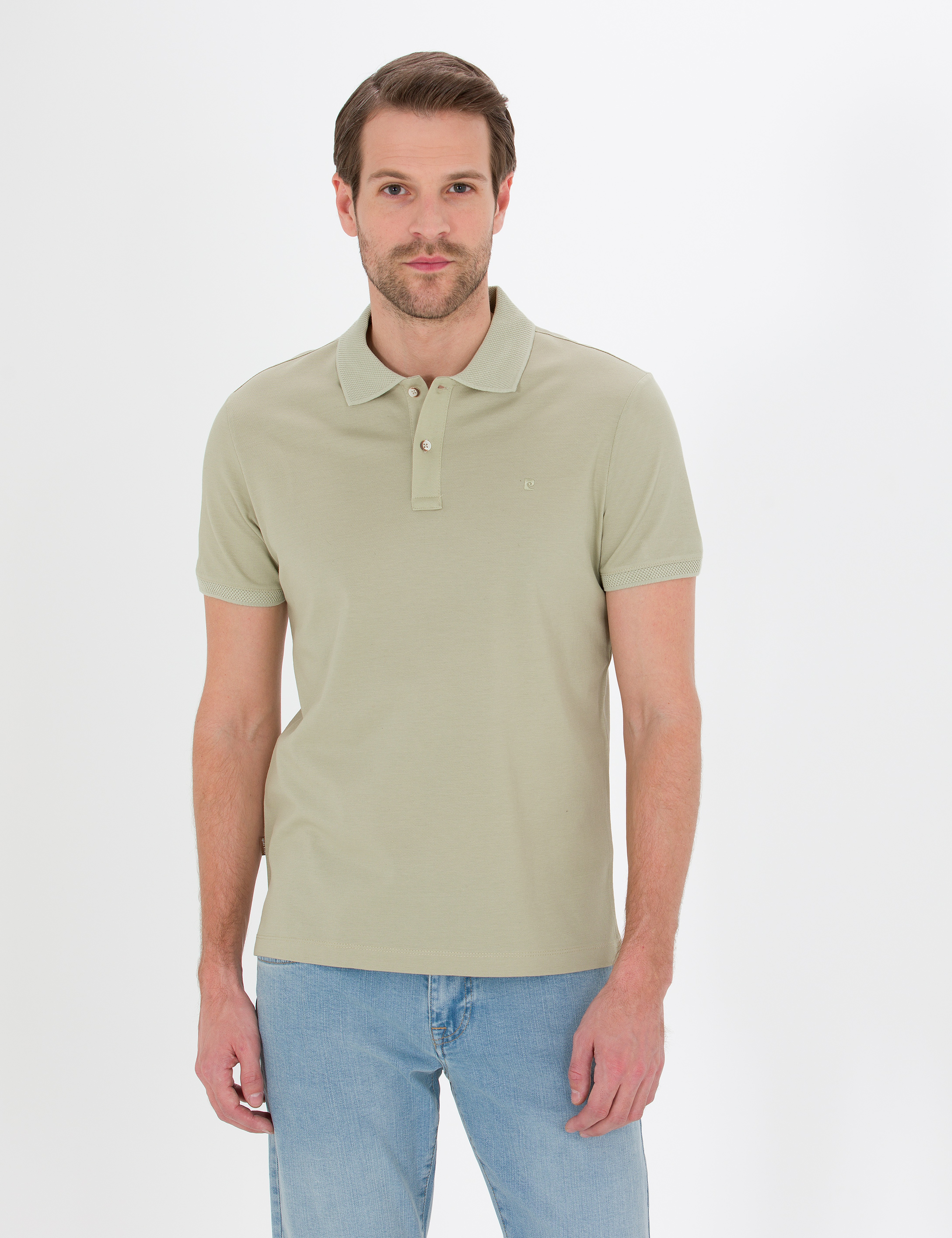 Yeşil Slim Fit Polo Yaka Merserize Tişört - Image 3