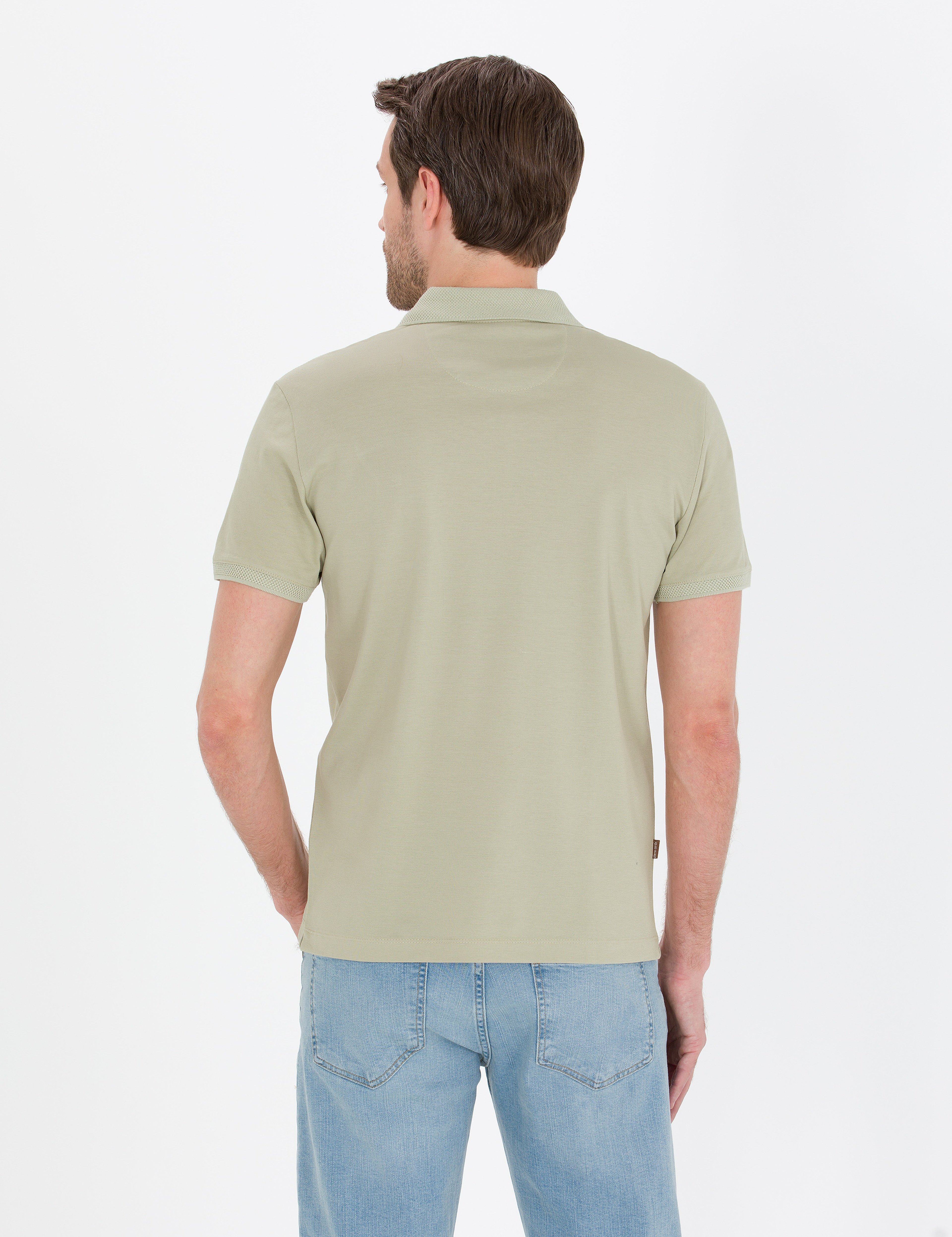 Yeşil Slim Fit Polo Yaka Merserize Tişört - Image 5