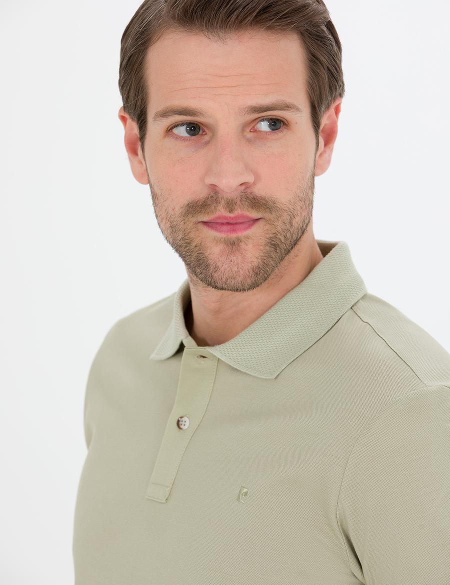 Yeşil Slim Fit Polo Yaka Merserize Tişört