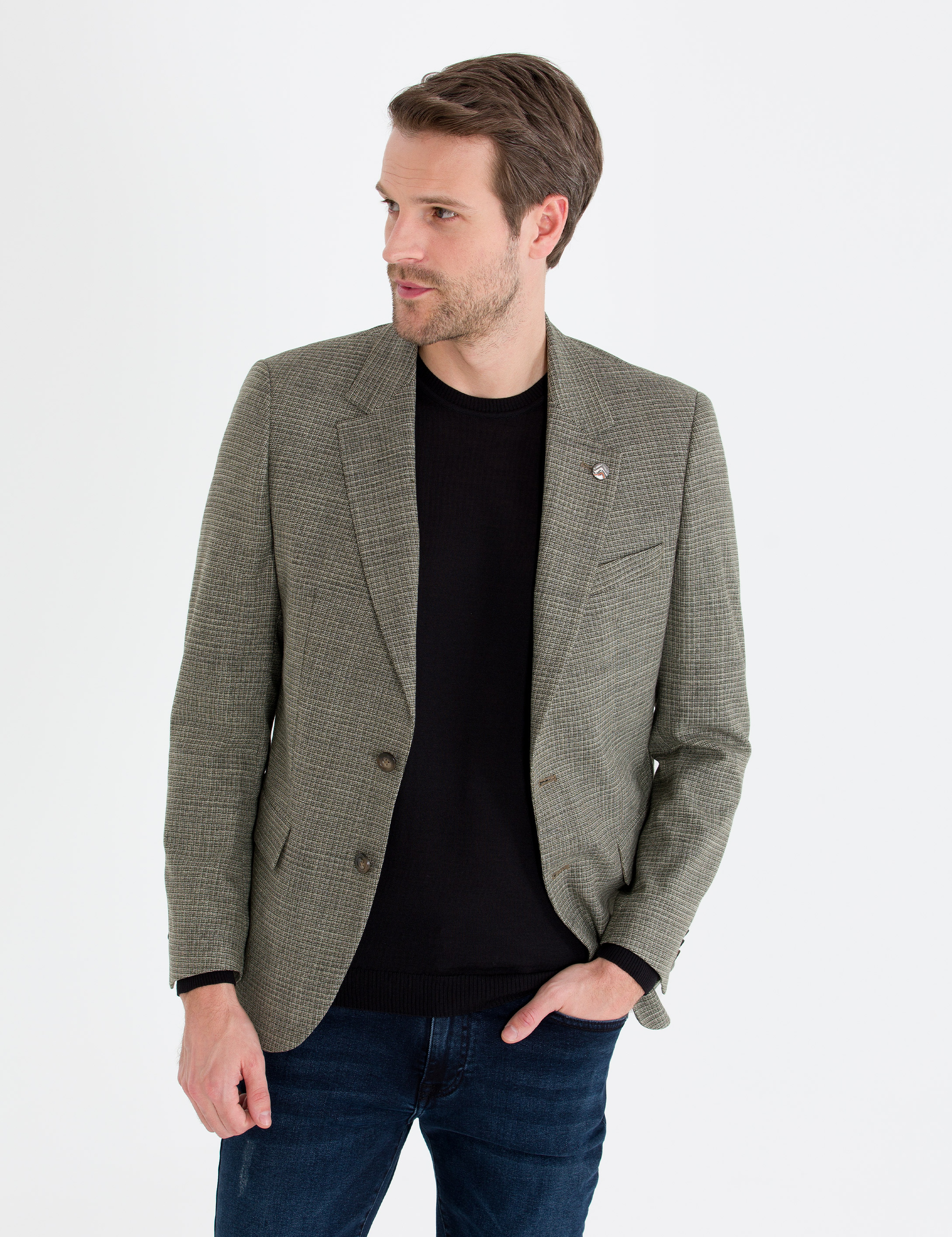 Haki Slim Fit Ceket - Image 3