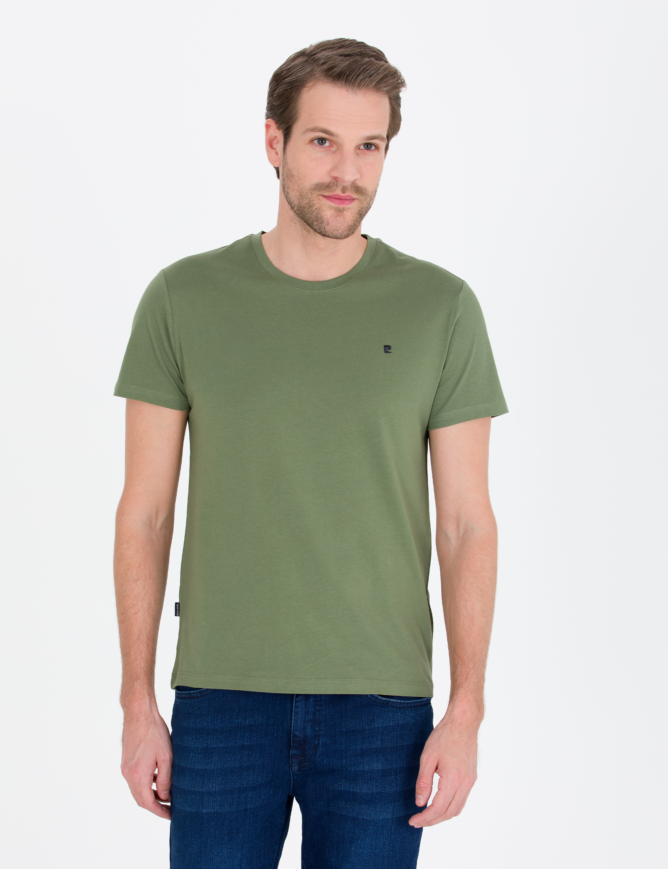 Haki Slim Fit Bisiklet Yaka Basic Tişört - Image 3