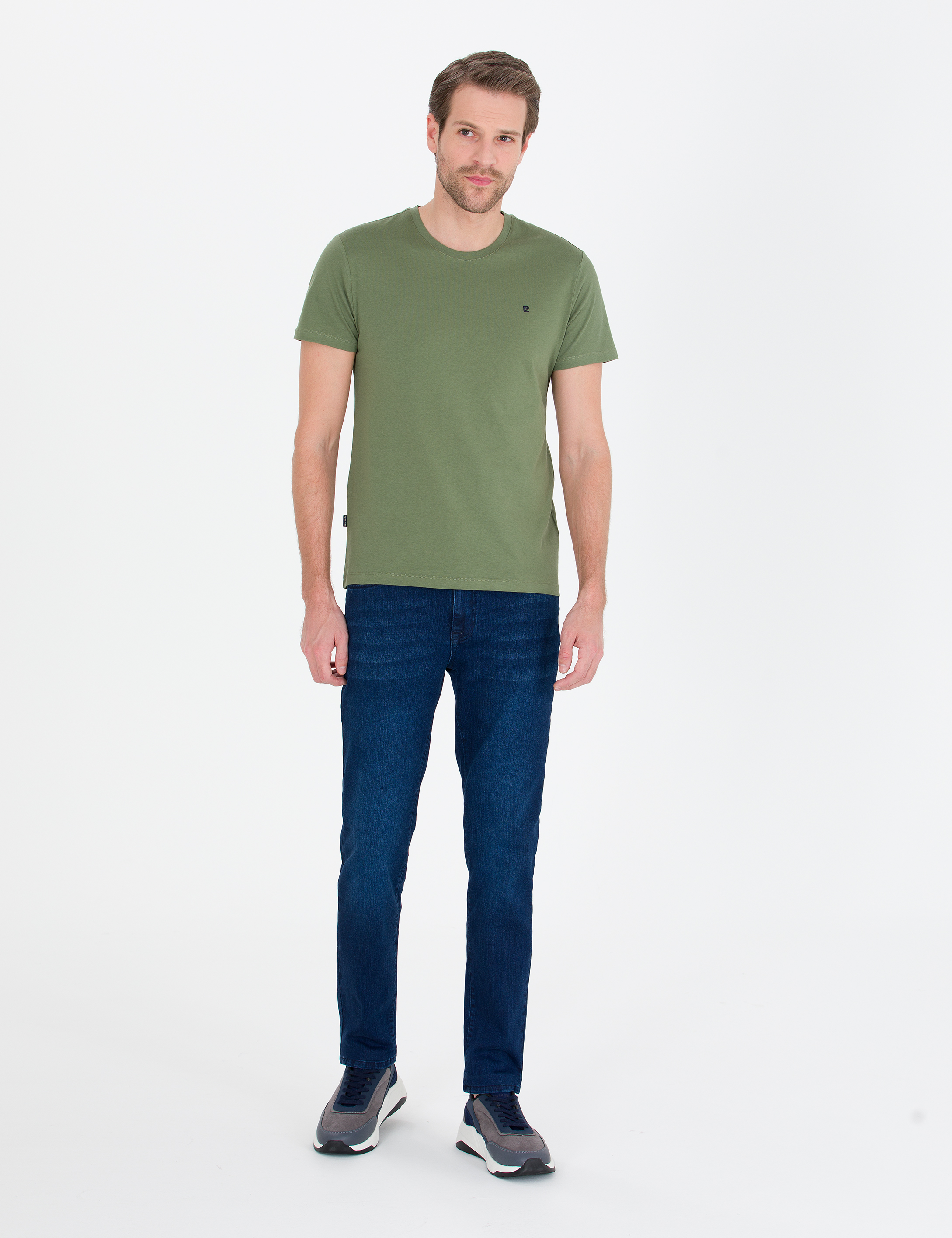 Haki Slim Fit Bisiklet Yaka Basic Tişört - Image 4