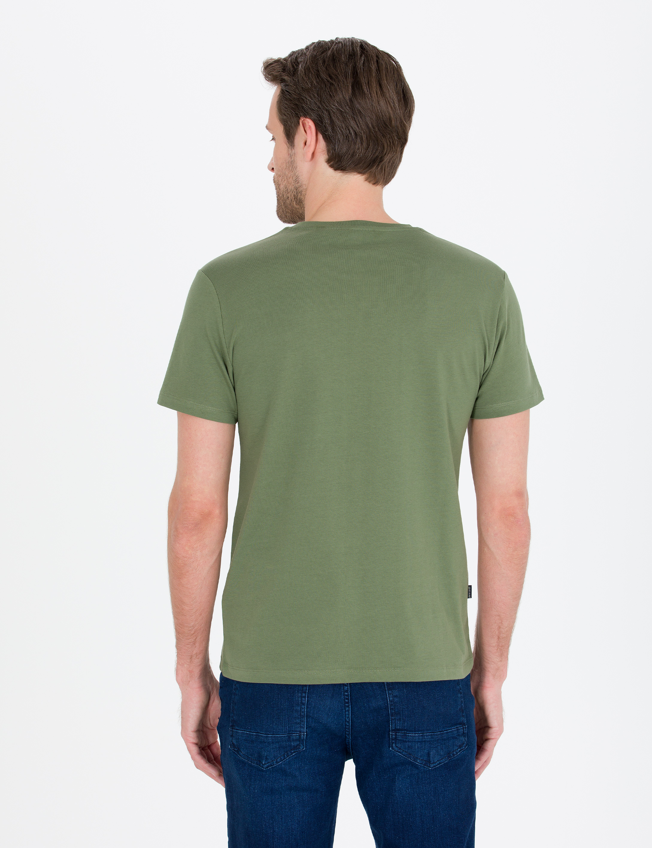 Haki Slim Fit Bisiklet Yaka Basic Tişört - Image 5