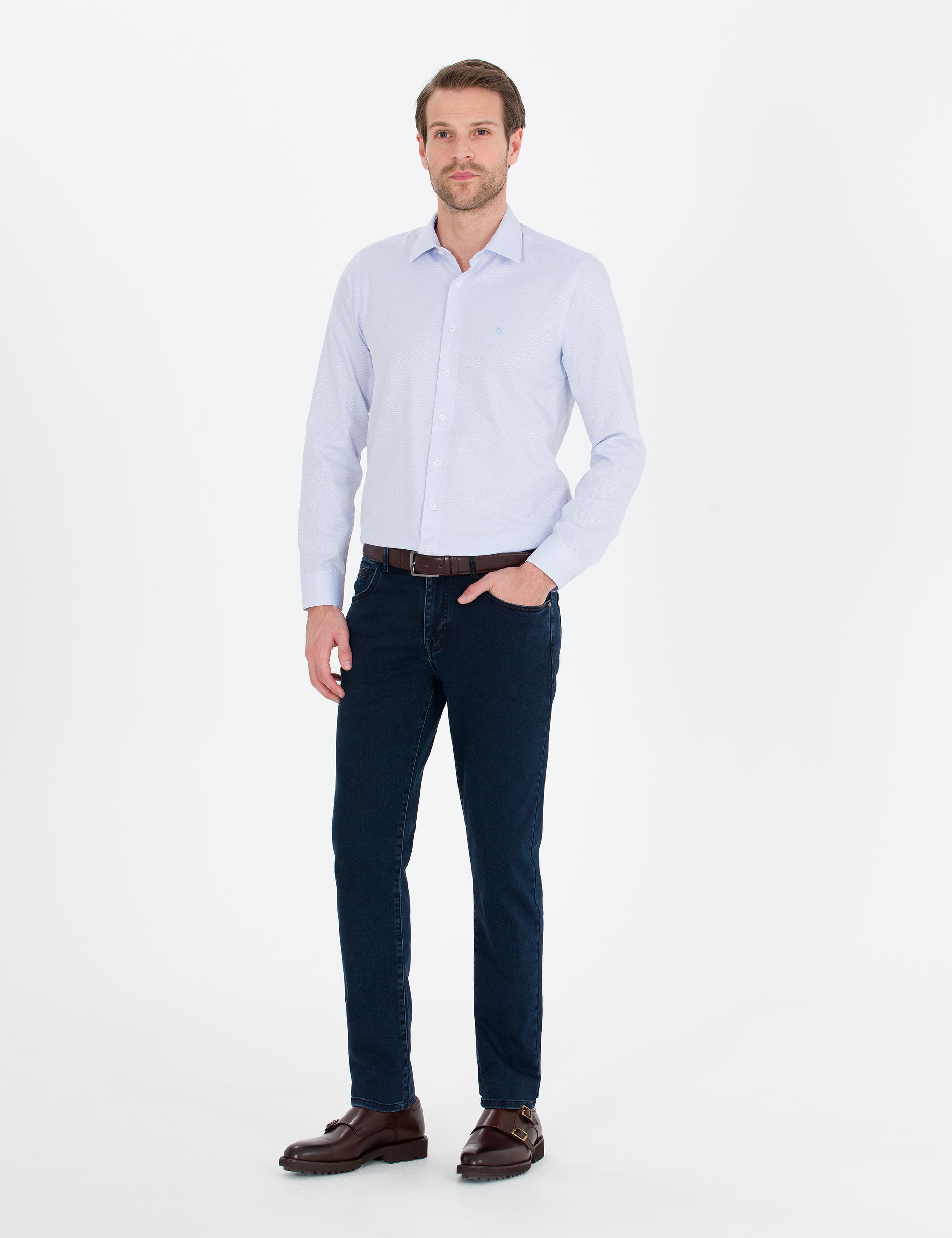 Lacivert Straight Fit Jean Pantolon