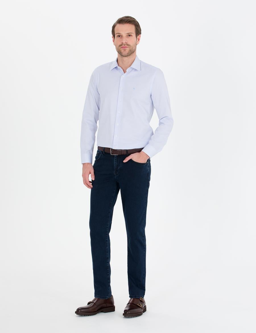 Lacivert Straight Fit Jean Pantolon