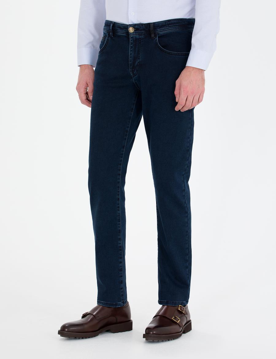 Lacivert Straight Fit Jean Pantolon