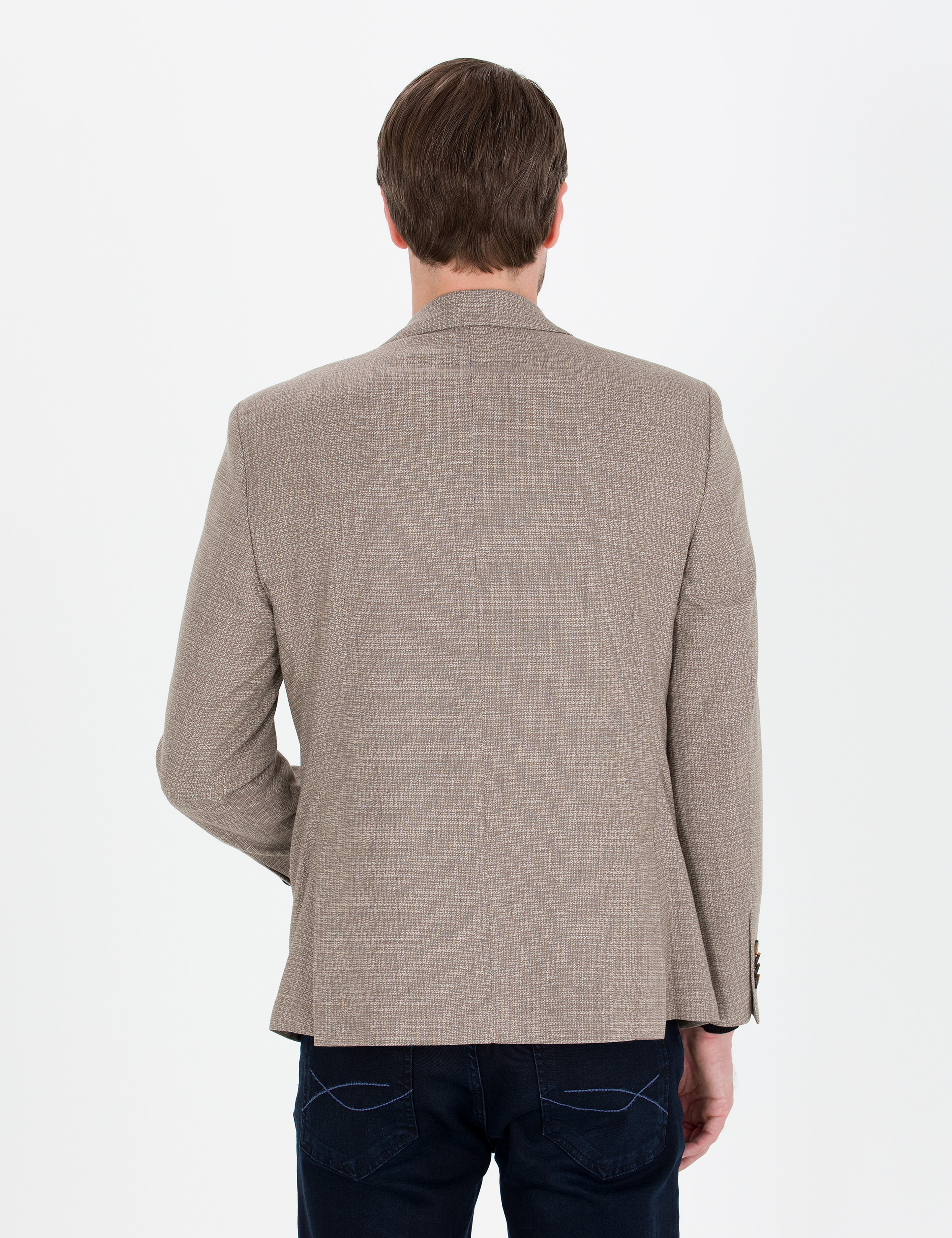 Açık Kahverengi Slim Fit Ceket - Image 5