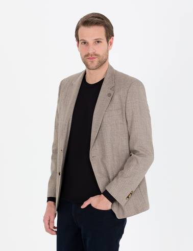 Açık Kahverengi Slim Fit Ceket