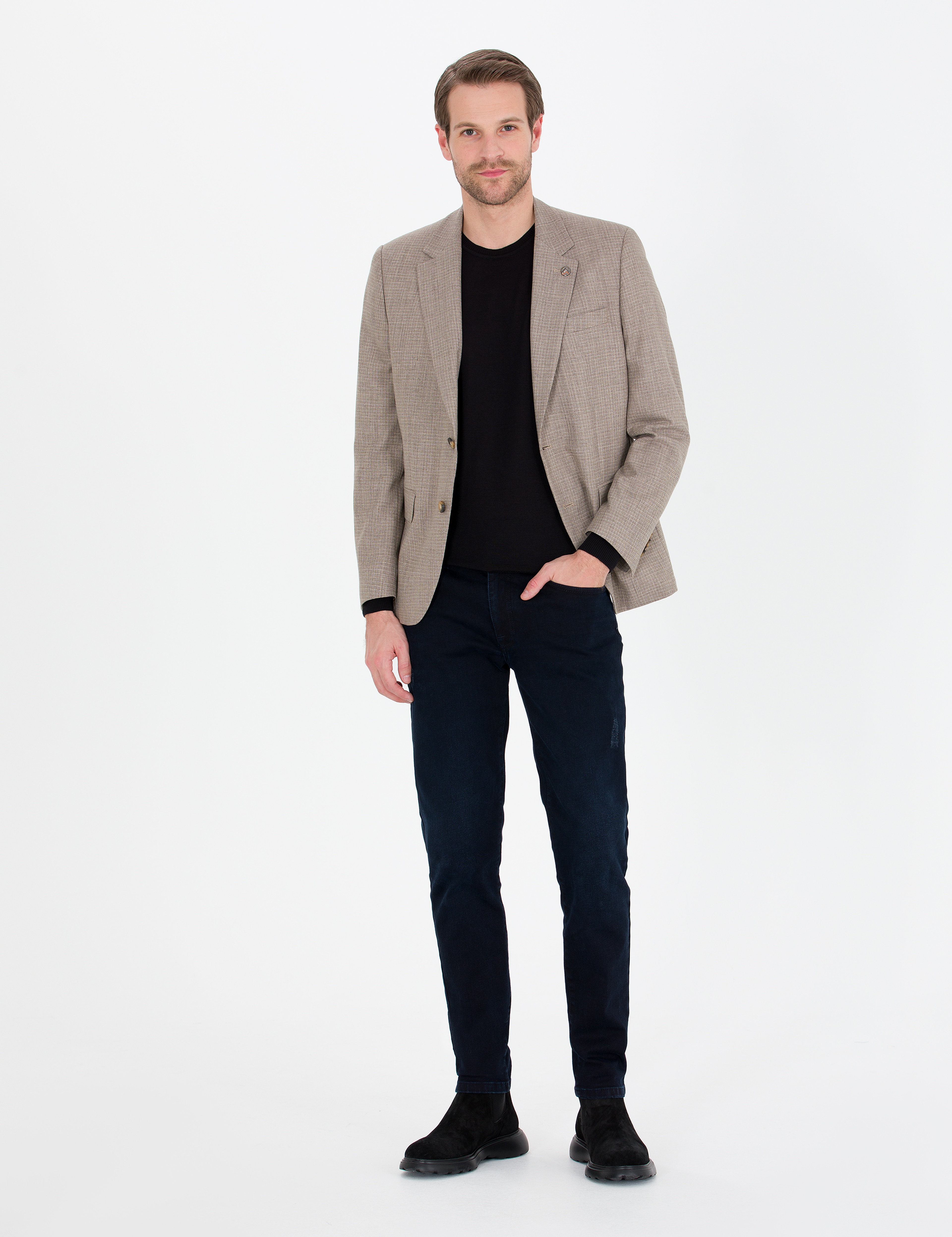Açık Kahverengi Slim Fit Ceket - Image 4