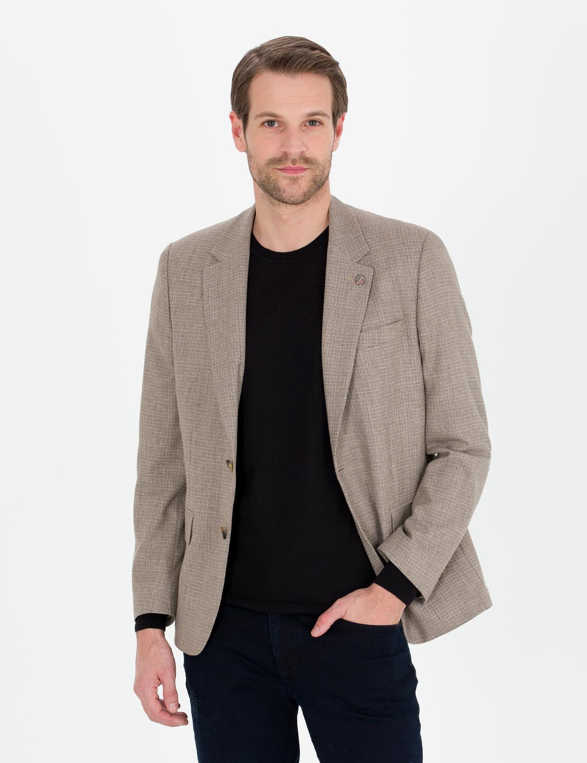 Açık Kahverengi Slim Fit Ceket