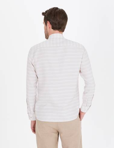 Bej Slim Fit Uzun Kollu Gömlek