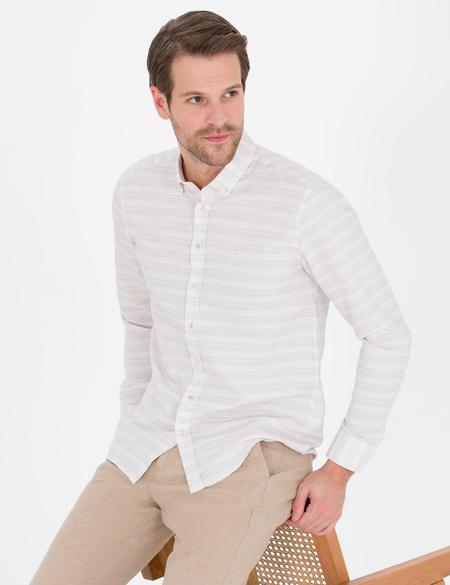 Bej Slim Fit Uzun Kollu Gömlek - 50267994023