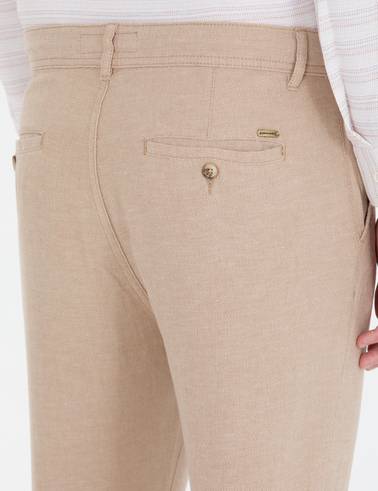 Açık Kahverengi Carrot Fit Beli Lastikli Kanvas Pantolon