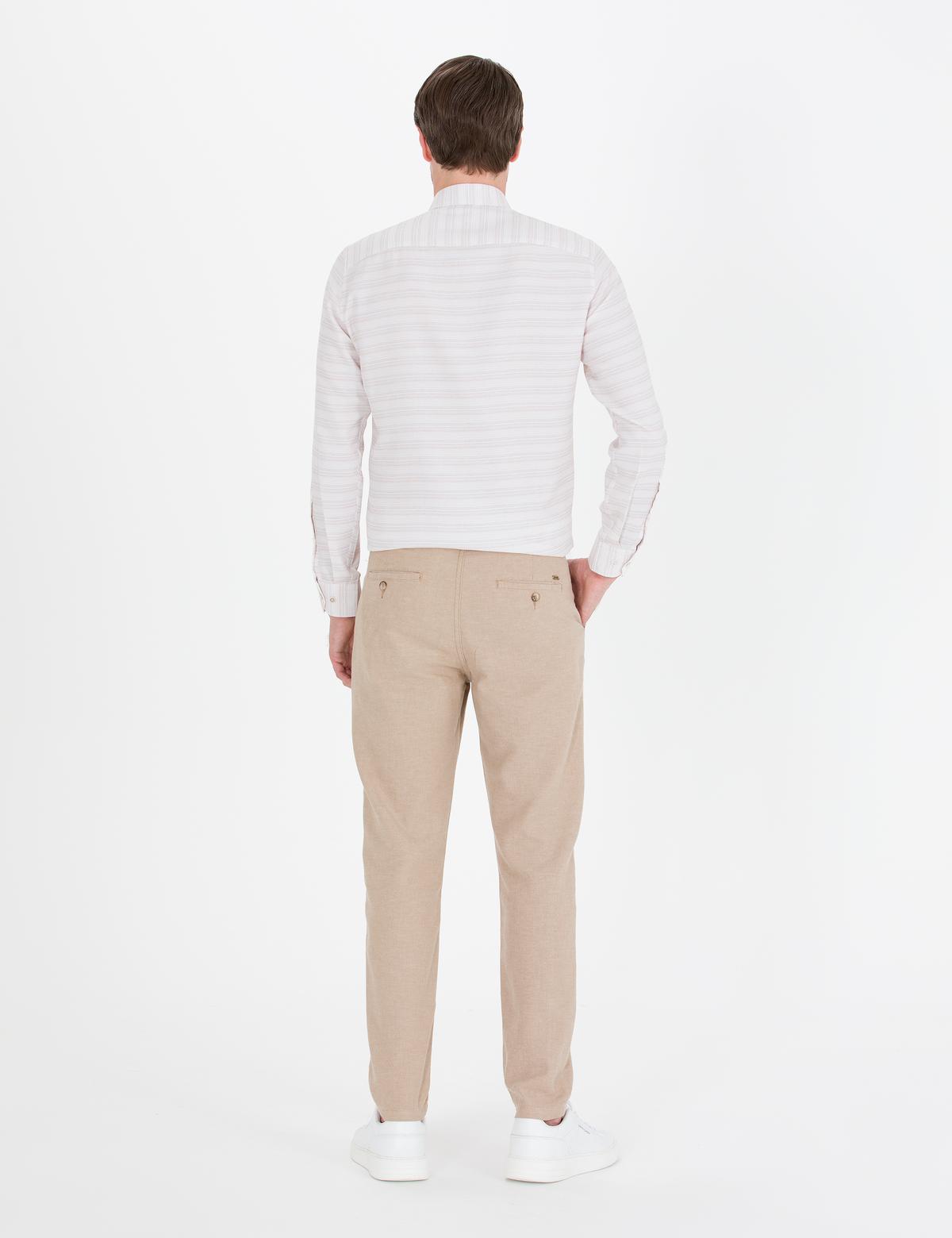 Açık Kahverengi Carrot Fit Beli Lastikli Kanvas Pantolon - 50268426115