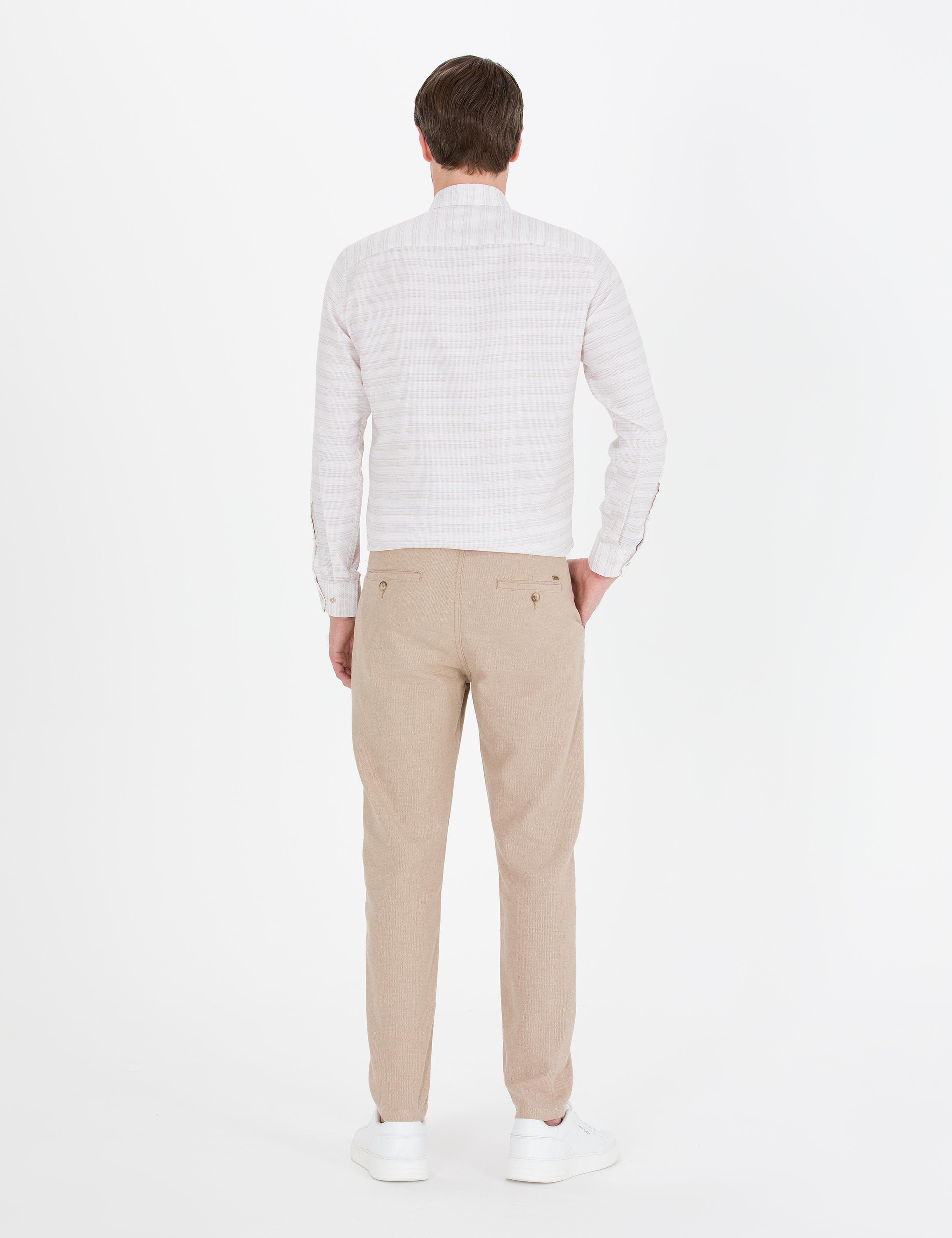 Açık Kahverengi Carrot Fit Beli Lastikli Kanvas Pantolon