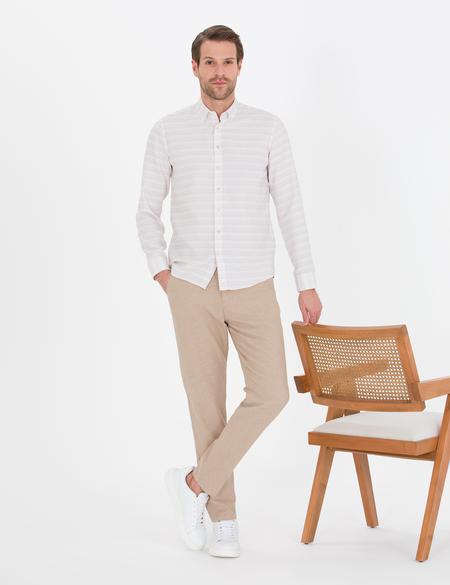 Açık Kahverengi Carrot Fit Beli Lastikli Kanvas Pantolon - 50268426115