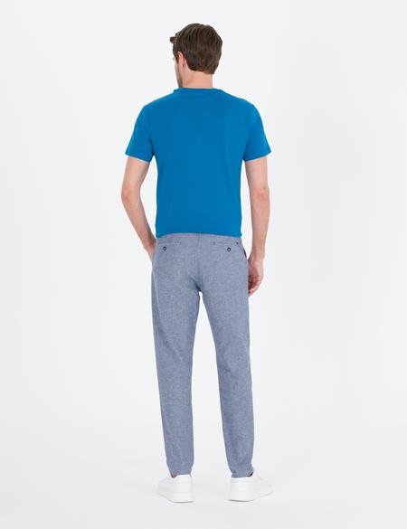 Lacivert Carrot Fit Beli Lastikli Keten Karışımlı Kanvas Pantolon - 50268426150