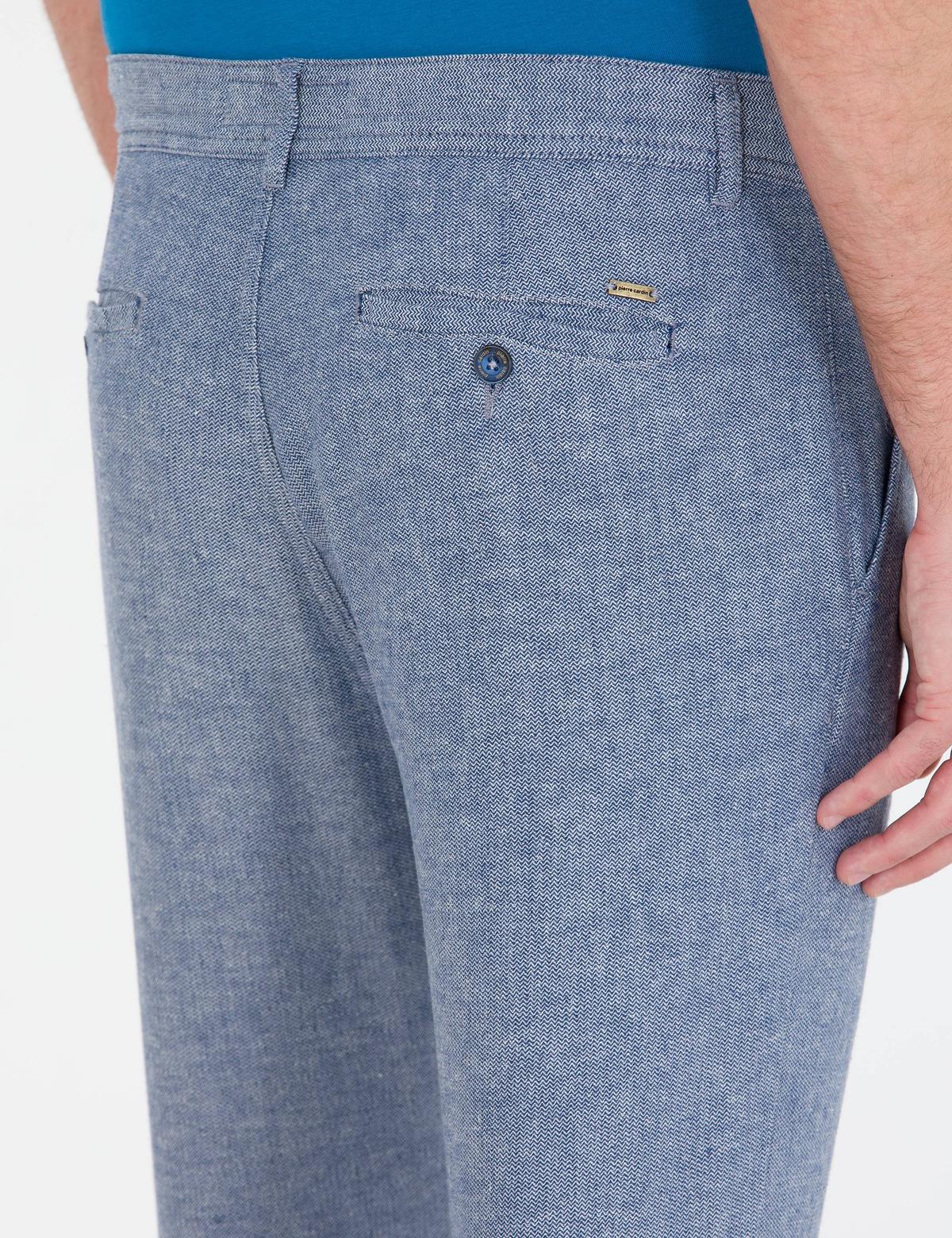 Lacivert Carrot Fit Beli Lastikli Keten Karışımlı Kanvas Pantolon - 50268426150