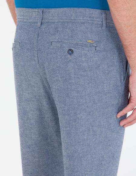 Lacivert Carrot Fit Beli Lastikli Keten Karışımlı Kanvas Pantolon - 50268426150