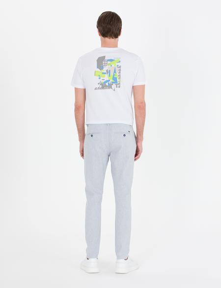 Açık Mavi Slim Fit Keten Karışımlı Kanvas Pantolon - 50268489130