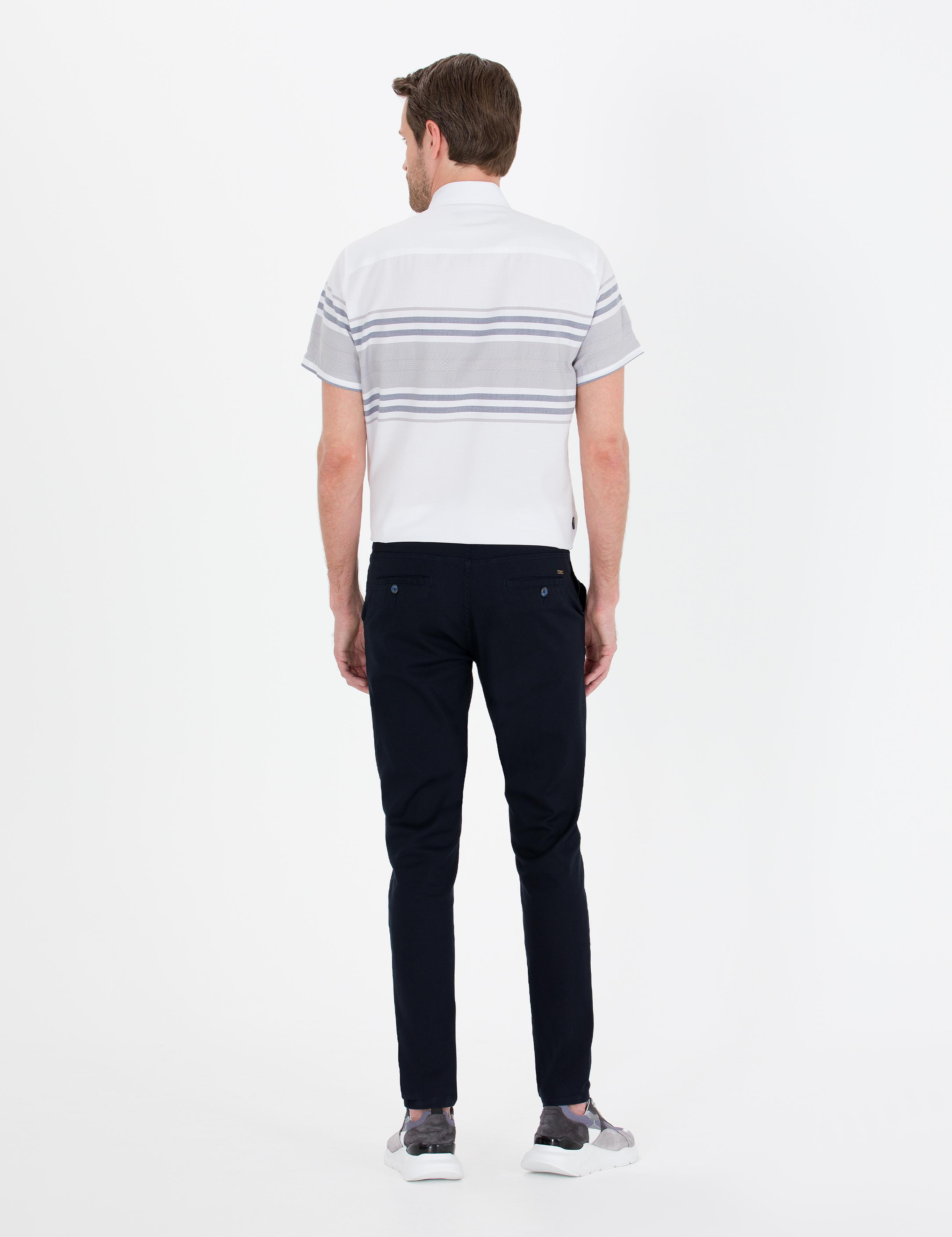 Lacivert Slim Fit Kanvas Pantolon