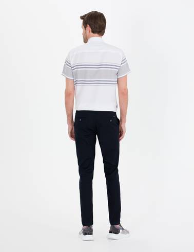 Lacivert Slim Fit Kanvas Pantolon