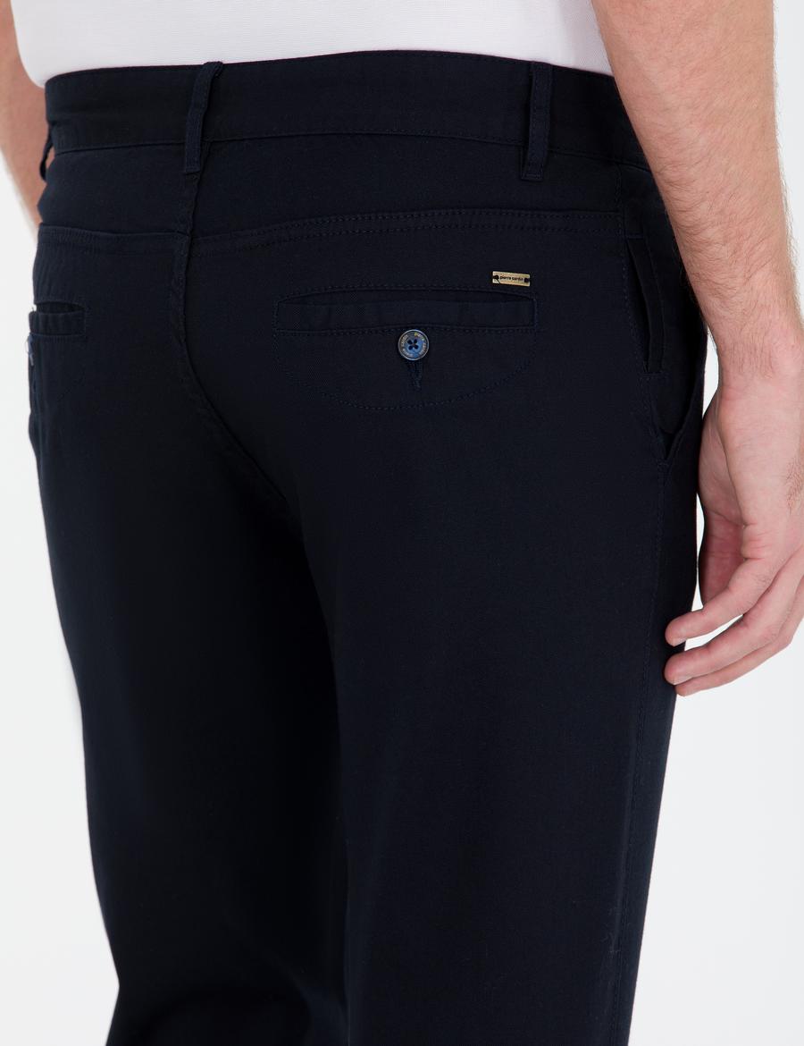 Lacivert Slim Fit Kanvas Pantolon