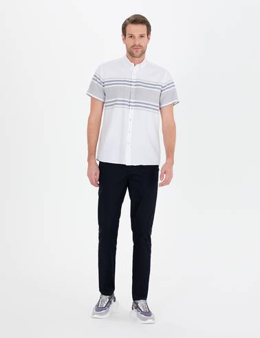 Lacivert Slim Fit Kanvas Pantolon