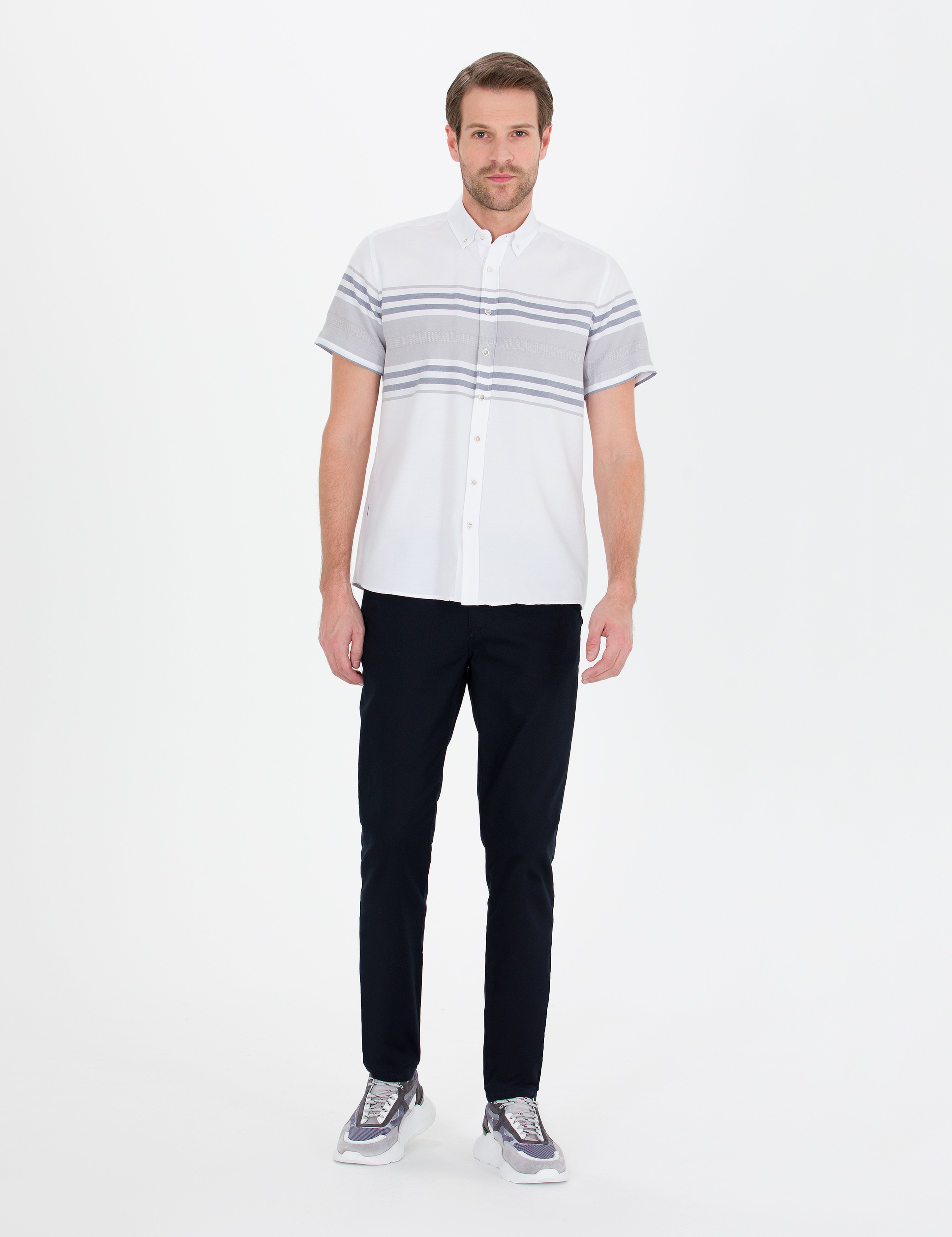 Lacivert Slim Fit Kanvas Pantolon - Image 1