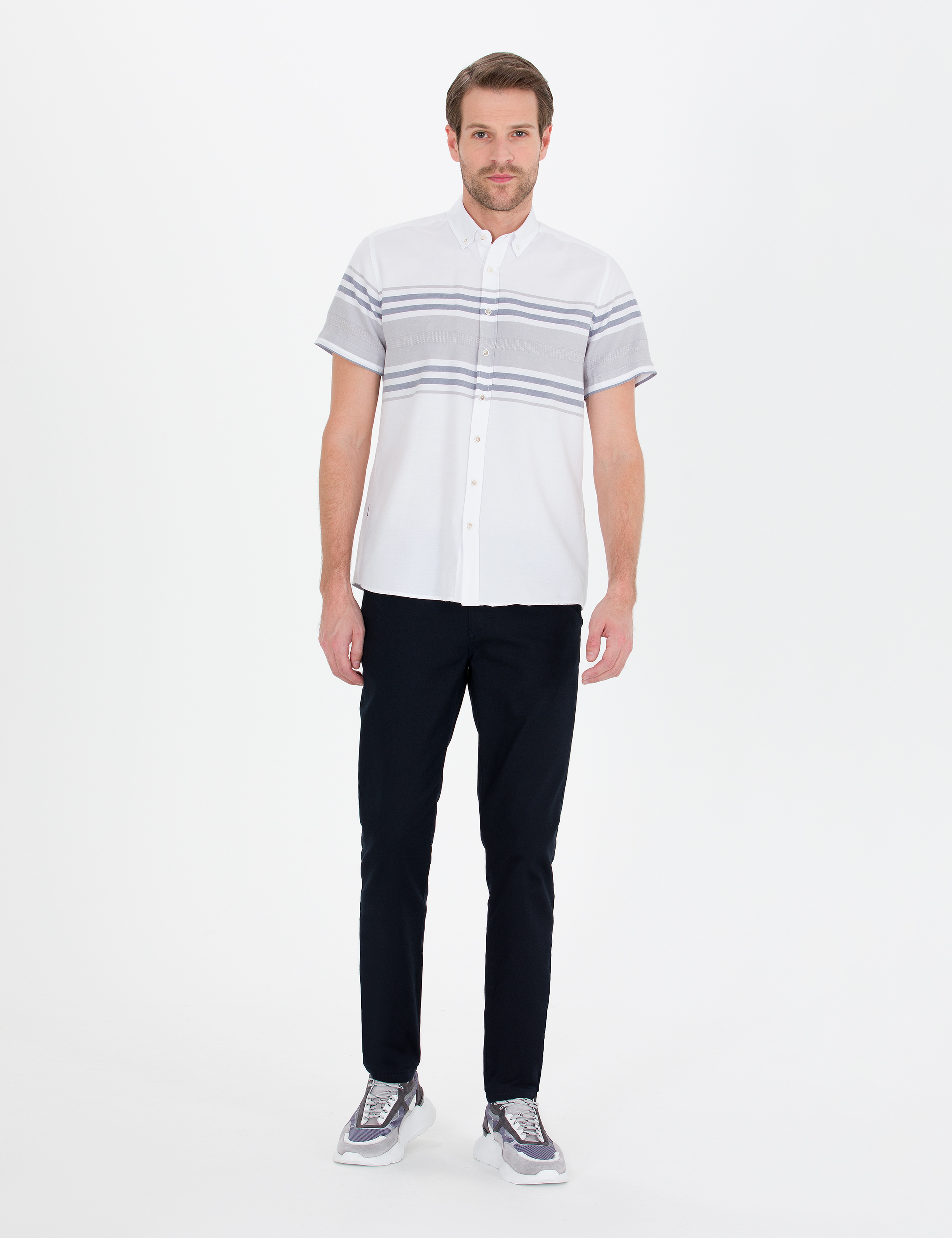 Lacivert Slim Fit Kanvas Pantolon