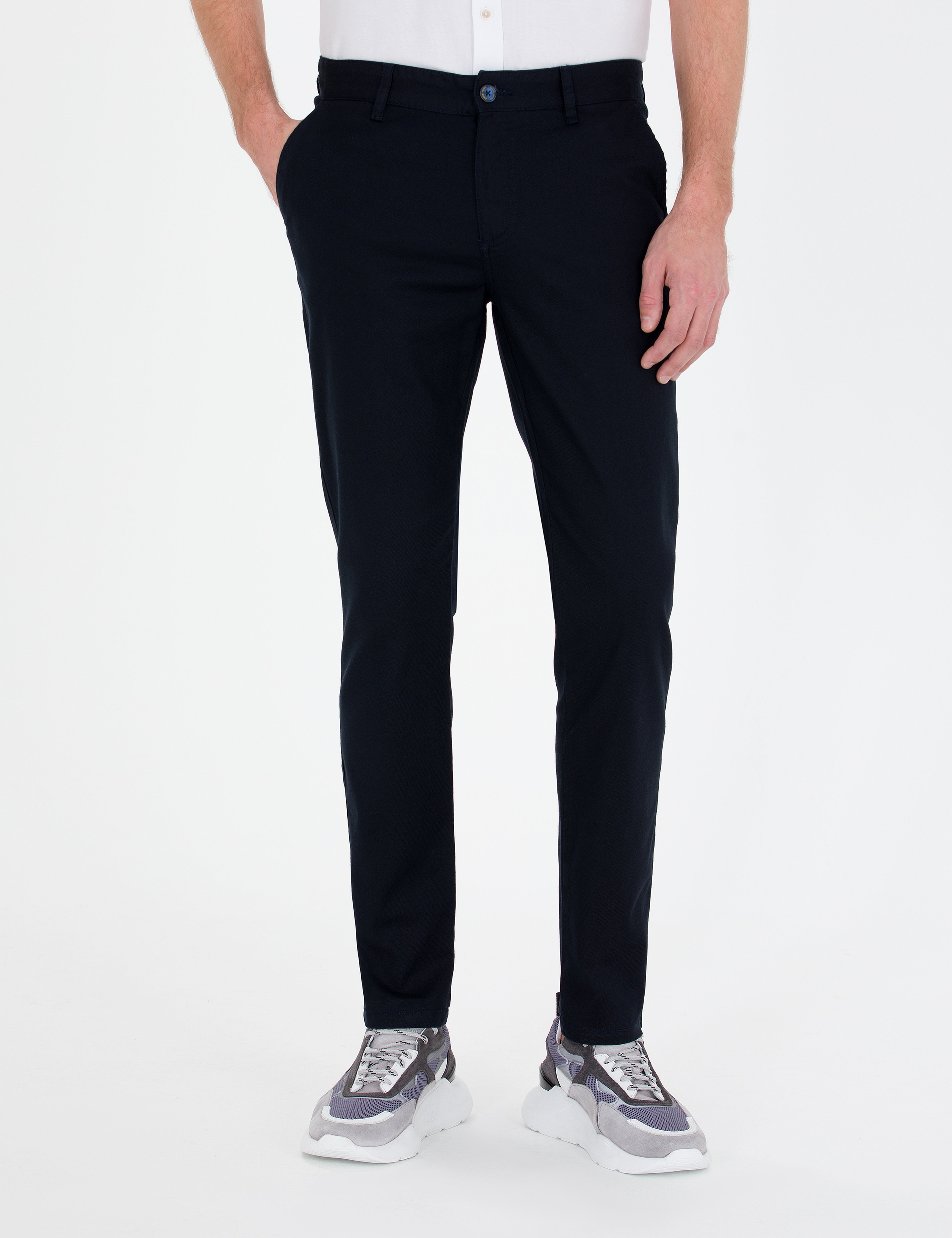 Lacivert Slim Fit Kanvas Pantolon