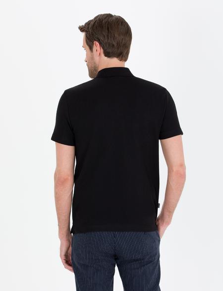 Siyah Dokulu Slim Fit Polo Yaka Tişört - 50269310009