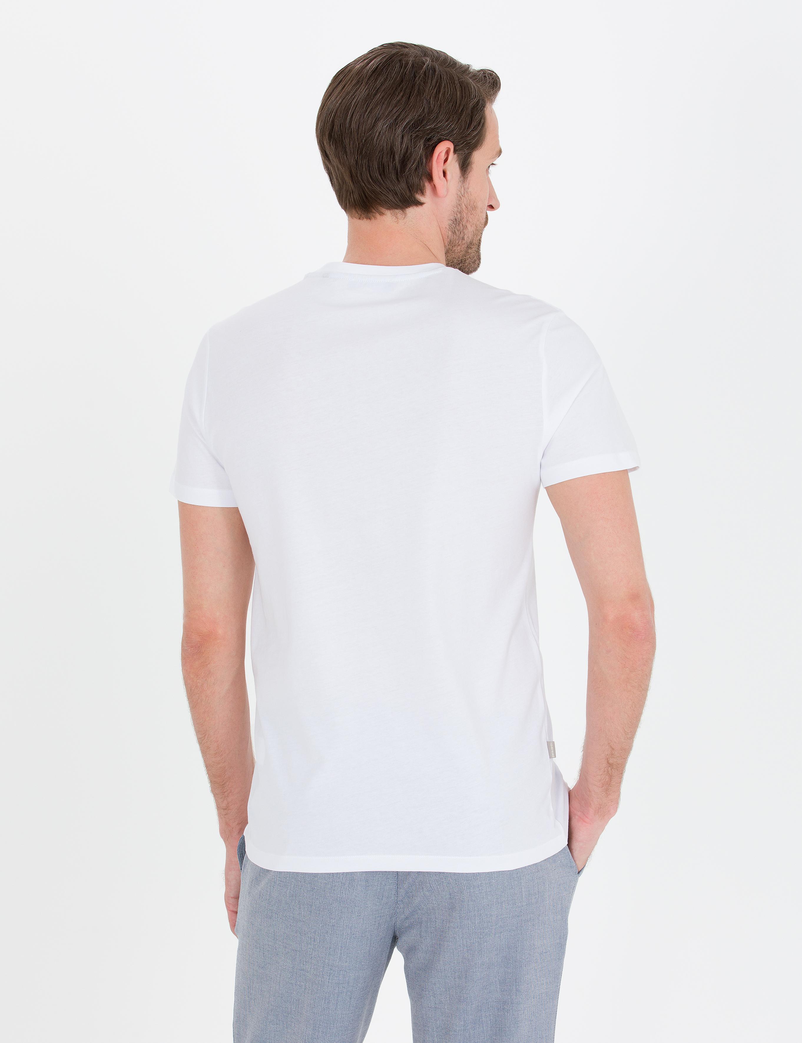 Beyaz Slim Fit Bisiklet Yaka Basic Tişört