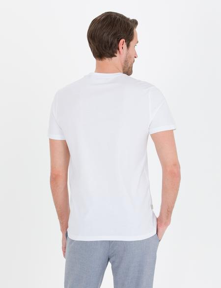 Beyaz Slim Fit Bisiklet Yaka Basic Tişört - 50269977001